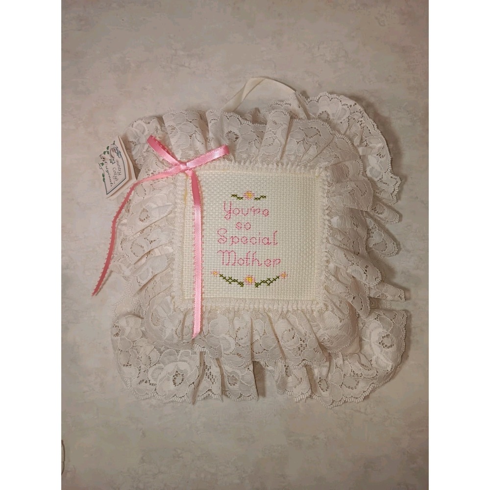 Country Cozy's Hanging Lace And Embroidered Pillow Mother's Day Gift Special Mom